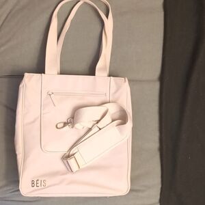 *like new* BÉIS North to South tote in beige